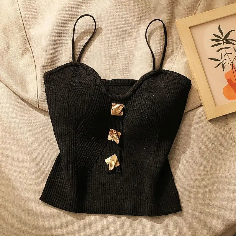 1 Piece Summer New Upscale Small Perfume Style Knitted Chest Halter Undershirt Undershirt inside the WOMEN'S External Wear Sleev