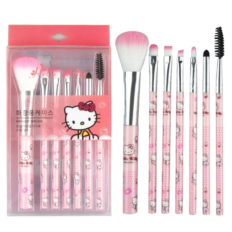Sanrio Cartoon Hello Kitty and Coni Rabbit Makeup Tools 7-piece Beauty Brush Set Beginner Blush Eyebrow Lip Eyeshadow Brush