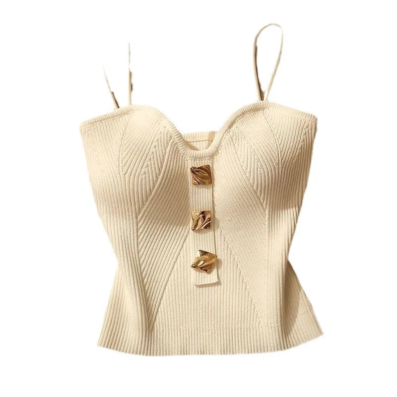 1 Piece Summer New Upscale Small Perfume Style Knitted Chest Halter Undershirt Undershirt inside the WOMEN'S External Wear Sleev